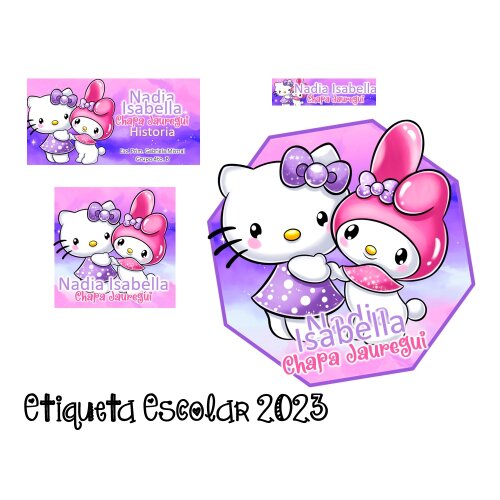 Kit Digital Etiqueta escolar para imprimir  Hello Kitty V5 MelodyEE