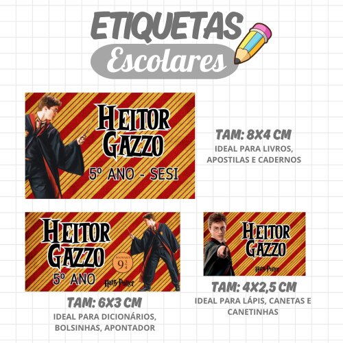 Kit Digital Etiqueta escolar para imprimir  Harry Potter V6 EE