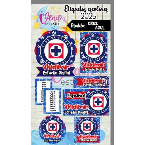 Kit Digital Etiqueta Escolar CRUZ AZUL