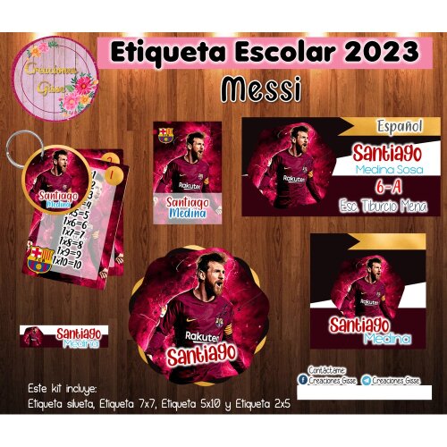 Kit Digital Etiqueta escolar para imprimir  MESSI (1)