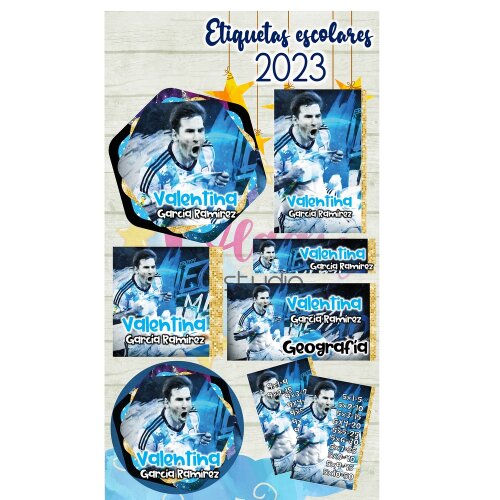 Kit Digital Etiqueta escolar para imprimir  MESSI UNO
