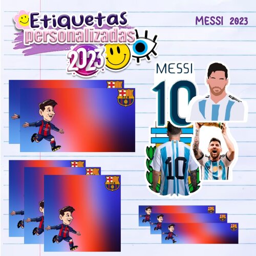 Kit Digital Etiqueta escolar para imprimir  MESSI2023