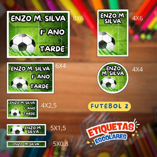 Kit Digital Etiqueta escolar para imprimir Futebol cor verde