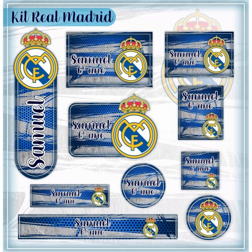 Kit Digital Etiqueta escolar para imprimir Real Madrid EE