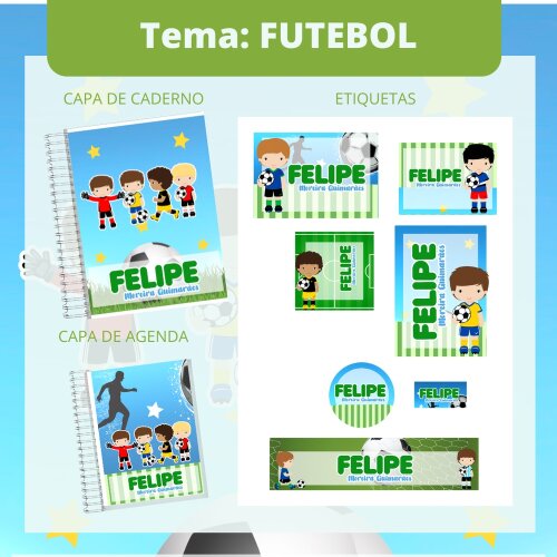 Kit Digital Etiqueta escolar para imprimir V1 EEFutebol