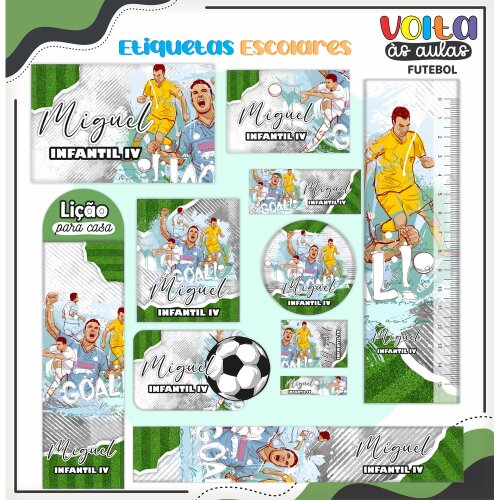 Kit Digital Etiqueta escolar para imprimir V2 EEFutebol