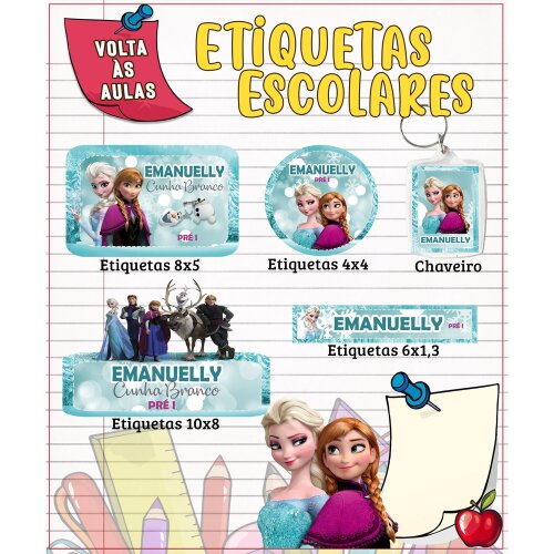 Kit Digital Etiqueta escolar para imprimir Frozen EE V1