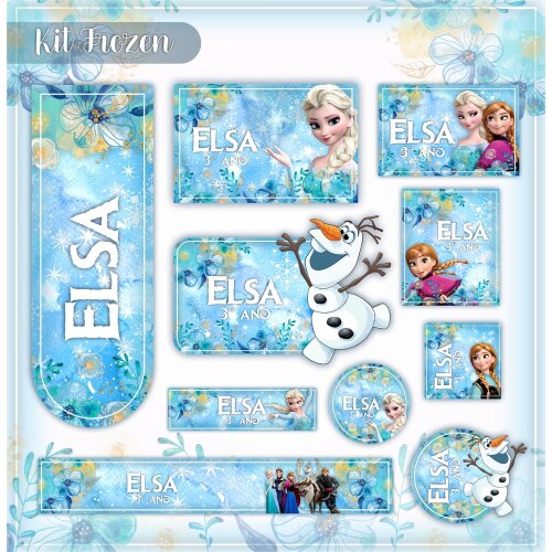 Kit Digital Etiqueta escolar para imprimir Frozen EE V12