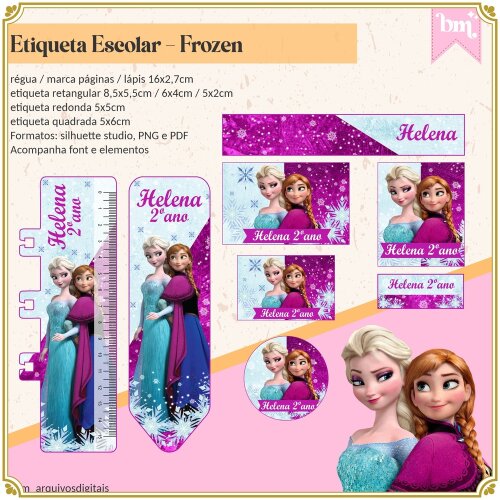 Kit Digital Etiqueta escolar para imprimir Frozen EE V13