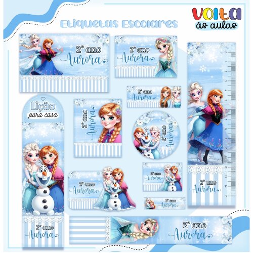 Kit Digital Etiqueta escolar para imprimir Frozen EE V6