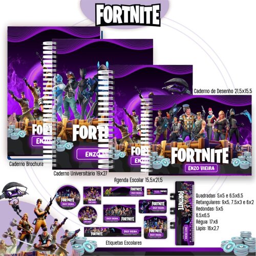 Kit Digital Etiqueta escolar para imprimir Fortnite EE V5