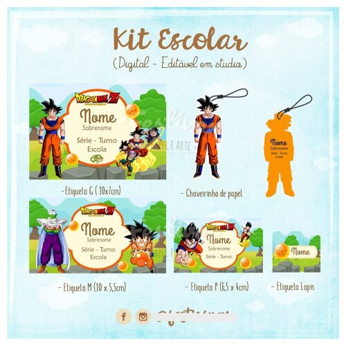 Kit Digital Etiqueta escolar para imprimir Dragon Ball V1 EE