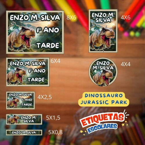 Kit Digital Etiqueta escolar para imprimir Dinossauro - Jurassic Park