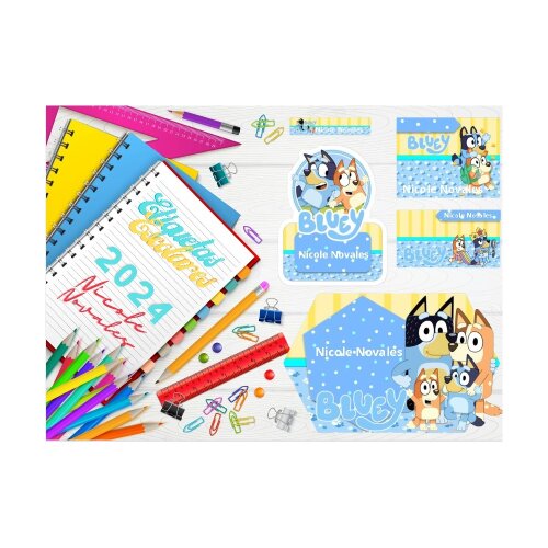 Arquivo Etiqueta Escolar Bluey formato ppt