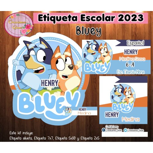 Kit Digital Etiqueta escolar para imprimir BLUEY V1 EE