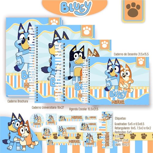 Kit Digital Etiqueta escolar para imprimir BLUEY V13 EE