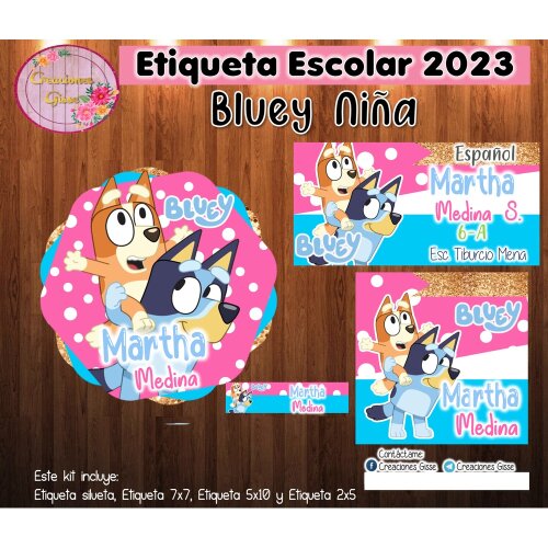 Kit Digital Etiqueta escolar para imprimir BLUEY V5 EE