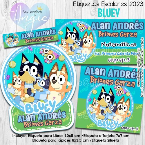 Kit Digital Etiqueta escolar para imprimir BLUEY V6 EE