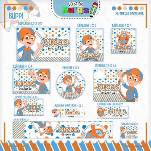 Kit Digital Etiqueta escolar para imprimir Blippi V2 EE