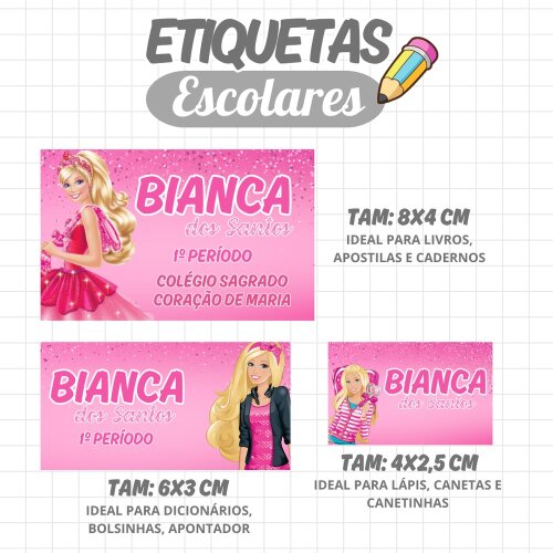 Kit Digital Etiqueta escolar para imprimir Barbie V19 EE