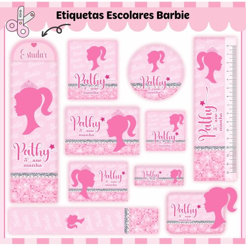 Kit Digital Etiqueta escolar para imprimir Barbie V4 EE
