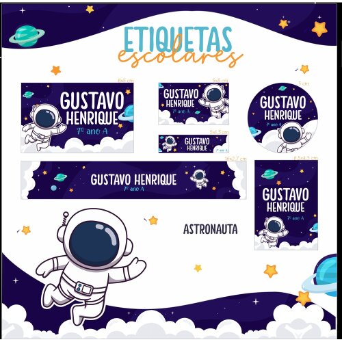 Etiqueta escolar para imprimir  Astronauta EE v10