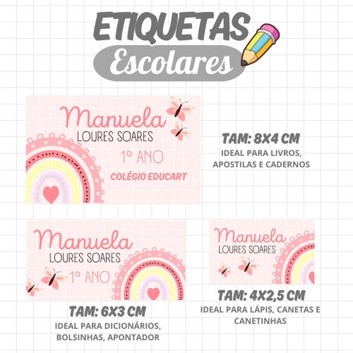 Etiqueta escolar para imprimir Arcoiris V9 EE