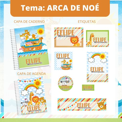 Etiquetas escolares para imprimir Arca de Noe V1 EE