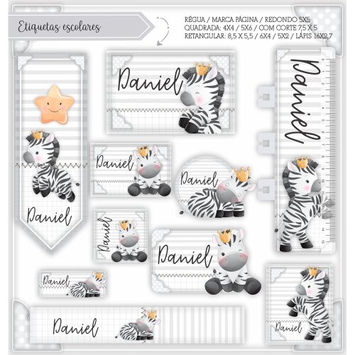 Etiquetas escolares para imprimir animais  V1 Zebra EE