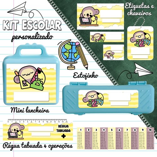 Etiquetas escolares para imprimir animais  V3 Macaco
