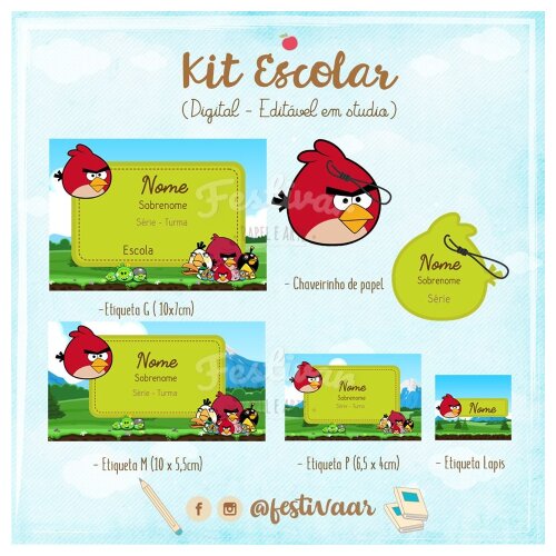 Etiquetas escolares para imprimir ANGRY BIRDS V2