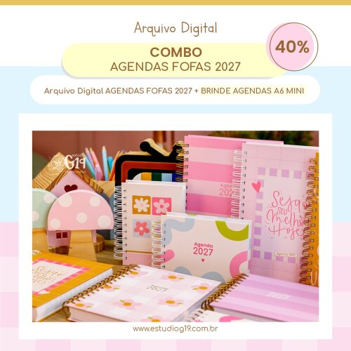 Arquivo de Corte COMBO AGENDAS FOFAS 2027 para imprimir, encadernação -estudio g19