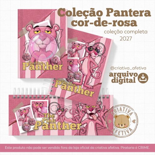 Arquivo Digital para encadernação vintage coleção completa pantera cor-de-rosa - criativa afetiva