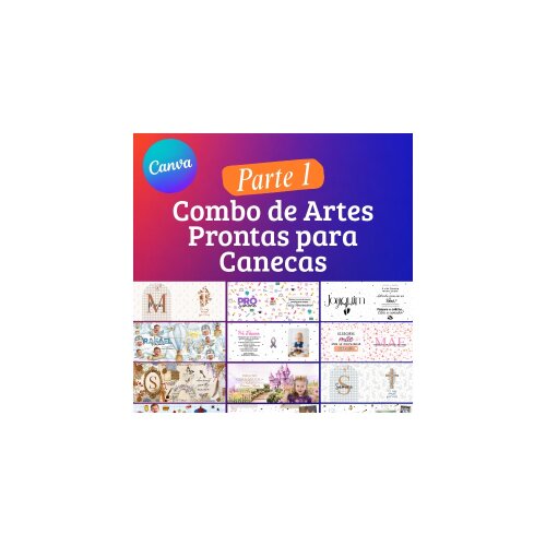 Combo de artes prontas para canecas editavel no canva
