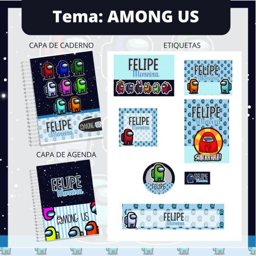 Etiquetas escolares para imprimir Among us EE v4