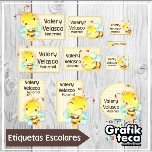 Etiquetas escolares para imprimir Abelhas Abejita V1 EE