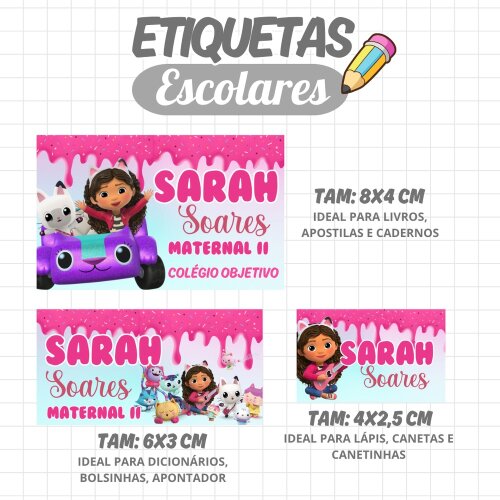Kit Digital Etiqueta escolar para imprimir  A Casa Magica de Gabby V2 EE