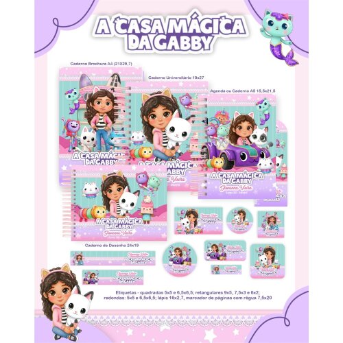 Kit Digital Etiqueta escolar para imprimir  A Casa Magica de Gabby V4 EE