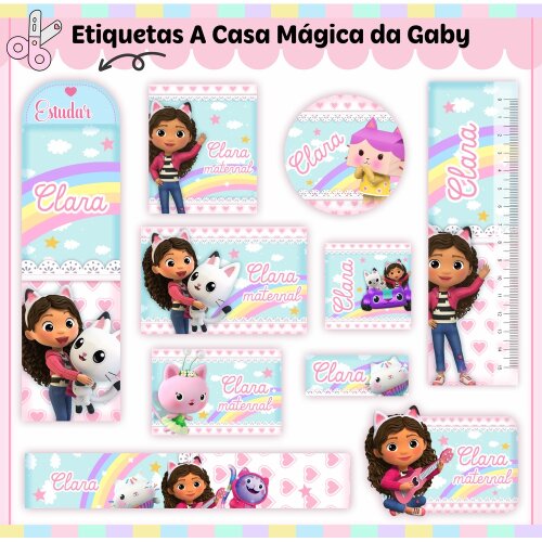 Kit Digital Etiqueta escolar para imprimir Casa Magica de Gabby V1 EE