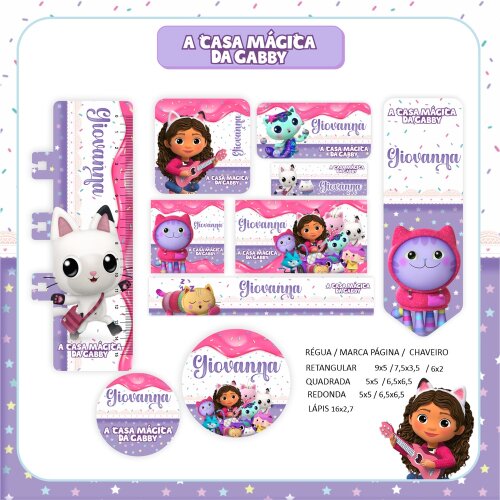 Kit Digital Etiqueta escolar para imprimir casa Magica de Gabby V2 EE