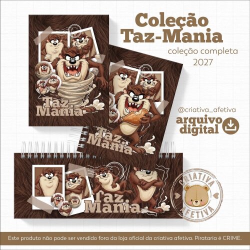 Arquivo Digital para encadernação vintage Coleção Completa Taz Mania