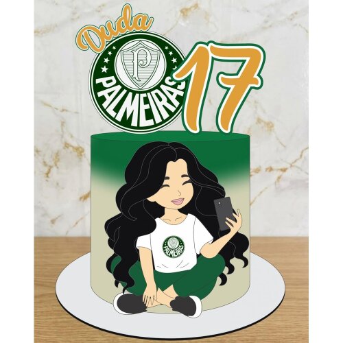 Topo de Bolo Futebol Menina Palmeiras arquivo digital em studio silhouette