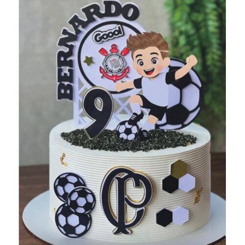 Topo de Bolo Futebol Menino Corinthians Bernardo arquivo digital em studio silhouette
