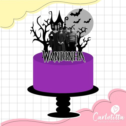 Topo de Bolo Arquivo 04 - Wandinha a