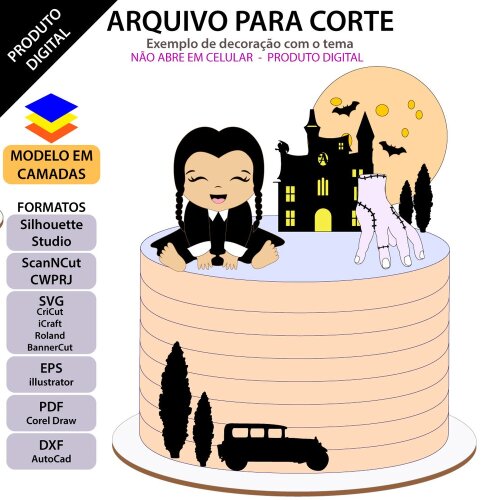 Topo de Bolo Arquivo 10 - Wandinha a