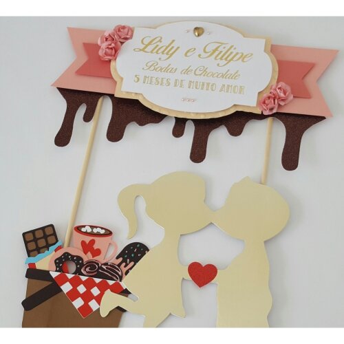 Topo de bolo 01 - Bodas de Chocolate a