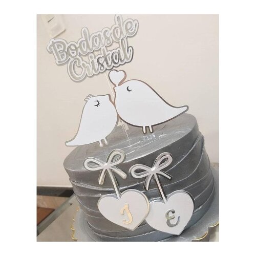 Topo de bolo 01 - Bodas de Cristal a
