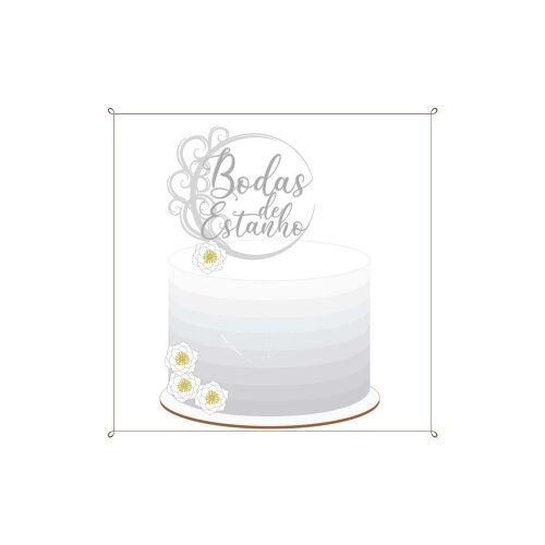 Topo de bolo 01 - Bodas de Estanho a