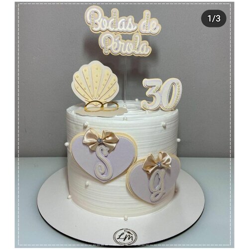 Topo de bolo 01 - Bodas de Pérola a