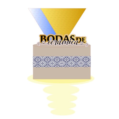 Topo de bolo 02 - Bodas de Cerâmica a